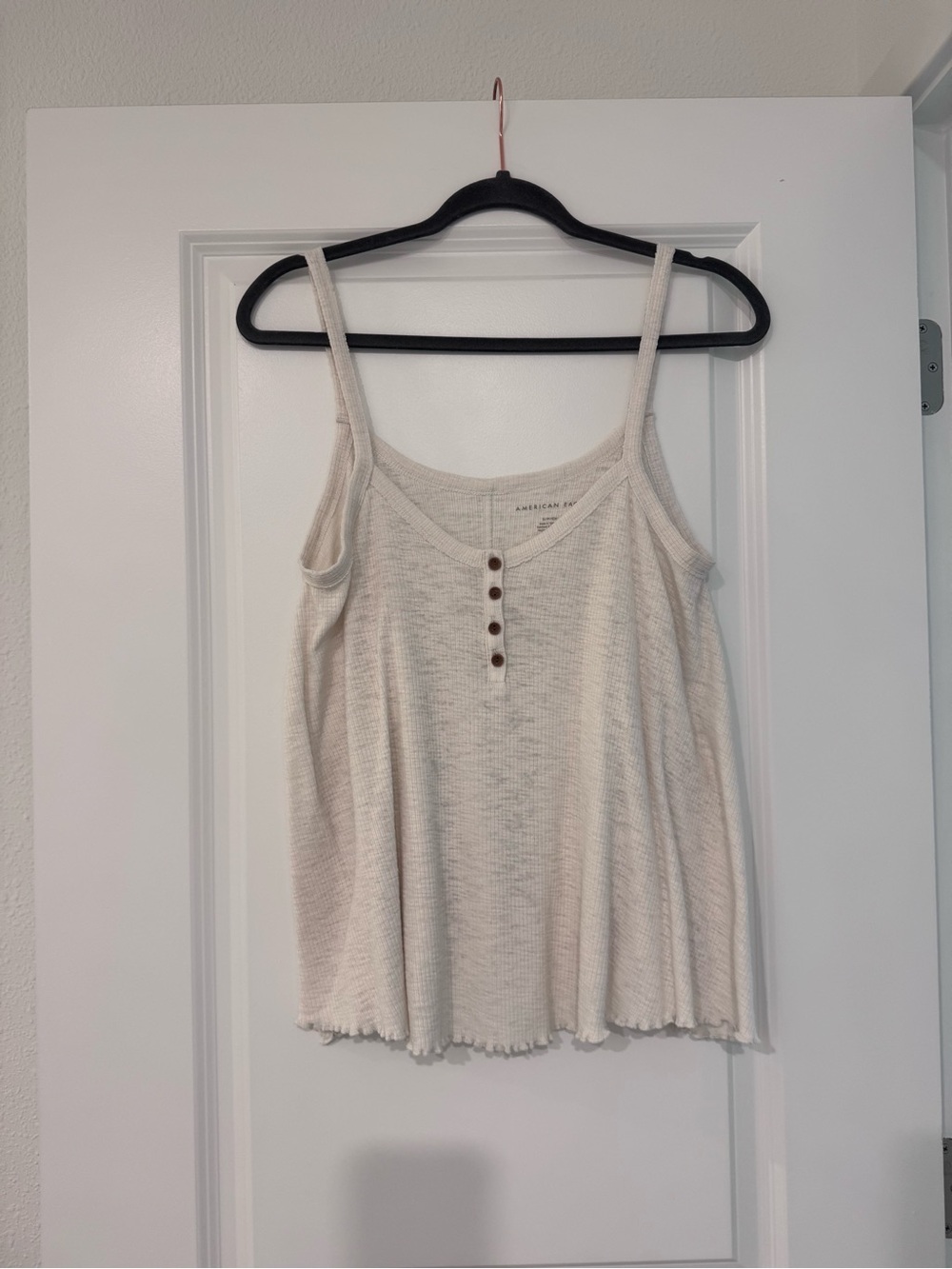 American Eagle Outfitters Ivory Ribbed Button-Front Cami